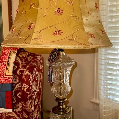 Sale Photo Thumbnail #8: One of two crystal lamps