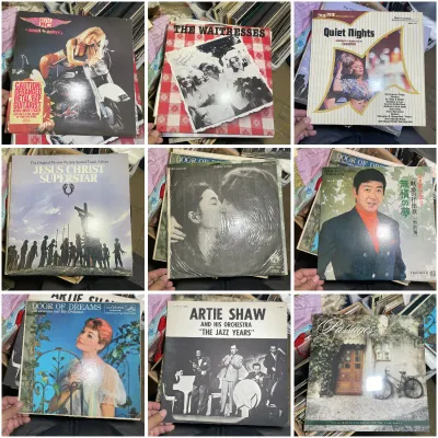 Sale Photo Thumbnail #211: Collection of vintage 12-inch vinyl record albums across various genres, including rock, soundtracks, jazz, and pop, mostly in original sleeves.