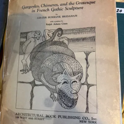 Sale Photo Thumbnail #82: Vintage softcover book titled "Gargoyles, Chimeres, and the Grotesque in French Gothic Sculpture" by Lester Burbank Bridaham, published by Architectural Book Publishing Co., Inc.