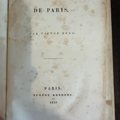 Sale Photo Thumbnail #70: Title page of an 1836 French edition of "Notre-Dame de Paris" by Victor Hugo, published by Eugène Renduel in Paris.