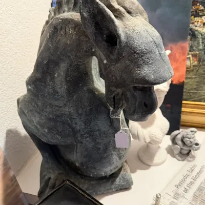 Sale Photo Thumbnail #198: Bronze gargoyle sculpture by local artist
