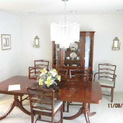 $1300-  Morganton Dining China Closet and 7+ ft. leaves and pads and 6 chairs.