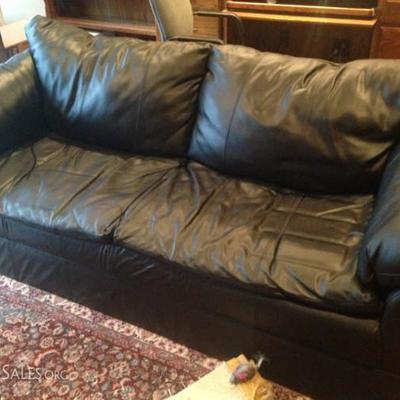 Black leather sofa