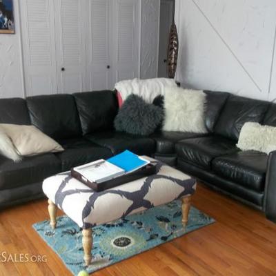 Black leather sectional