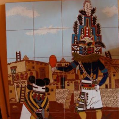large Indian tile plaque